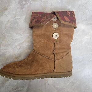 UGG Australia Women's 3387 Lo Pro Button Fold Over Chestnut Boots Size 5